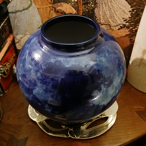 🏺🐳🐋Rare 1920's Antique Marbleized🐦🐬🦜European Blue Sky Clouds Vase💐🏺 - Picture 6 of 7